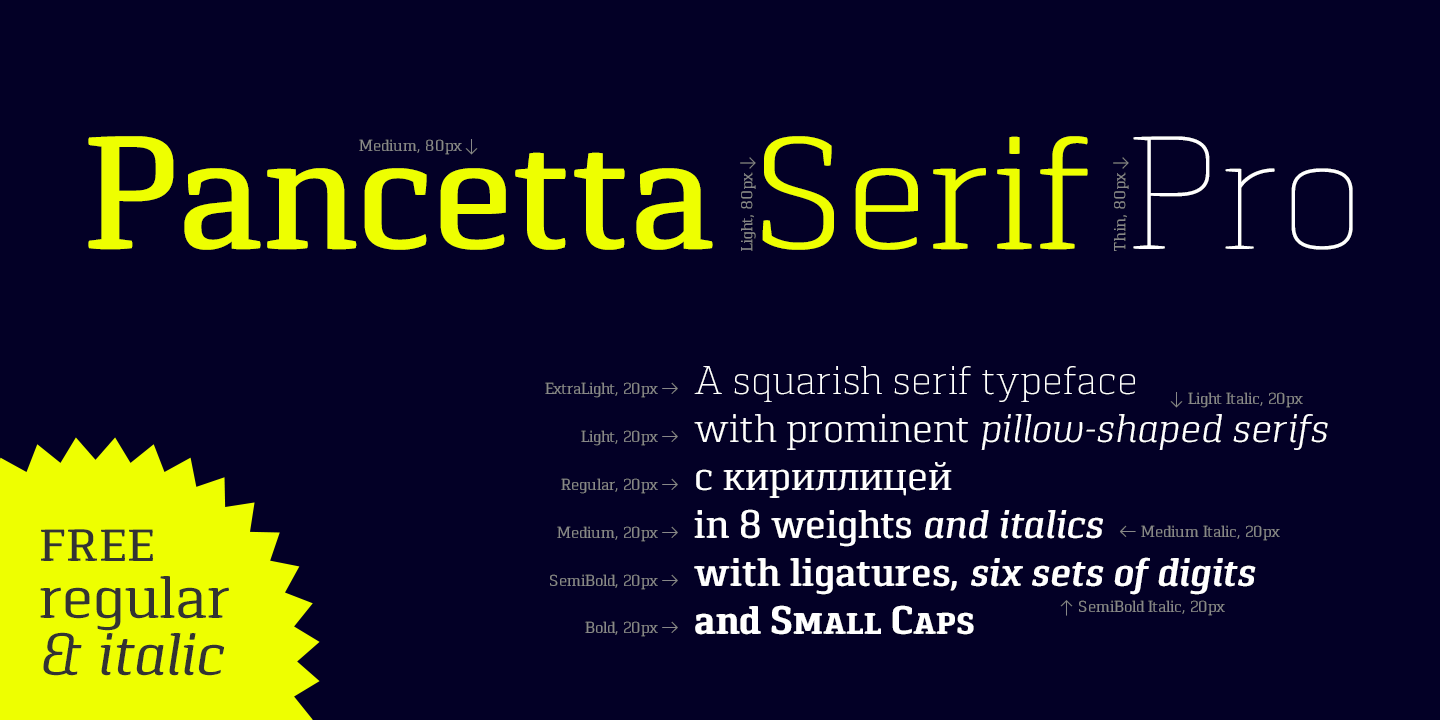 Przykładowa czcionka Pancetta Serif Pro #2