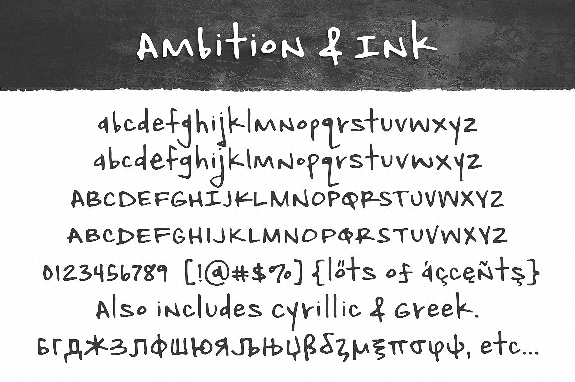 Przykładowa czcionka Ambition & Ink #3