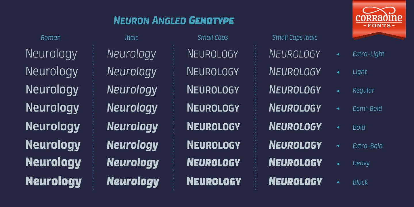 Przykładowa czcionka Neuron Angled #4
