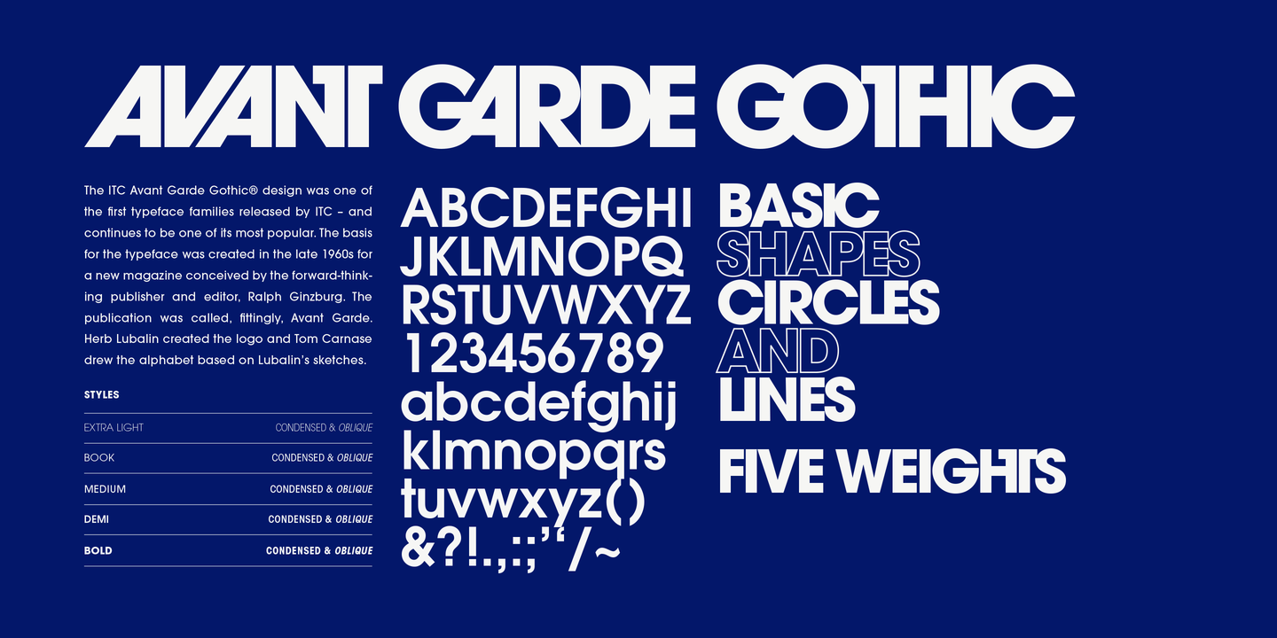Przykładowa czcionka ITC Avant Garde Gothic #1