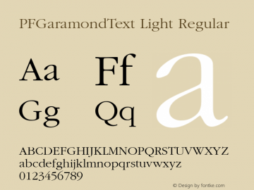Przykładowa czcionka PF Garamond Text #1