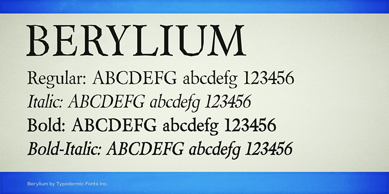 Przykładowa czcionka Berylium #1