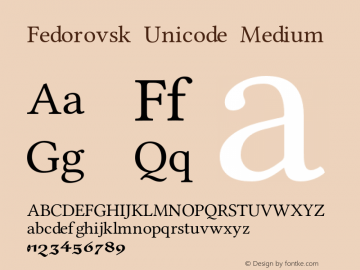 Przykładowa czcionka Fedorovsk Unicode #1