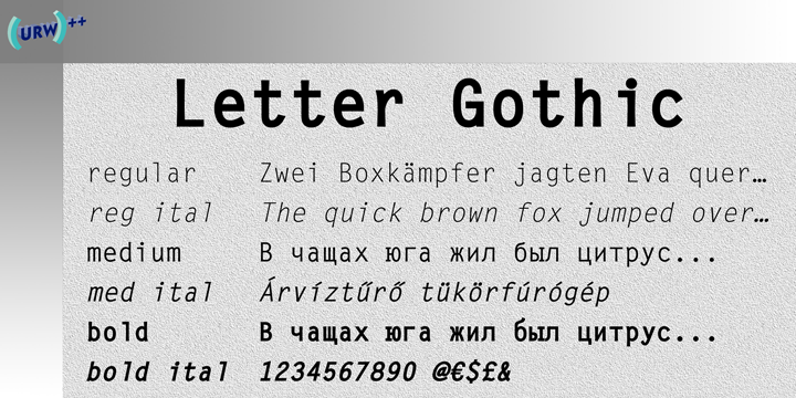 Przykładowa czcionka Letter Gothic #1