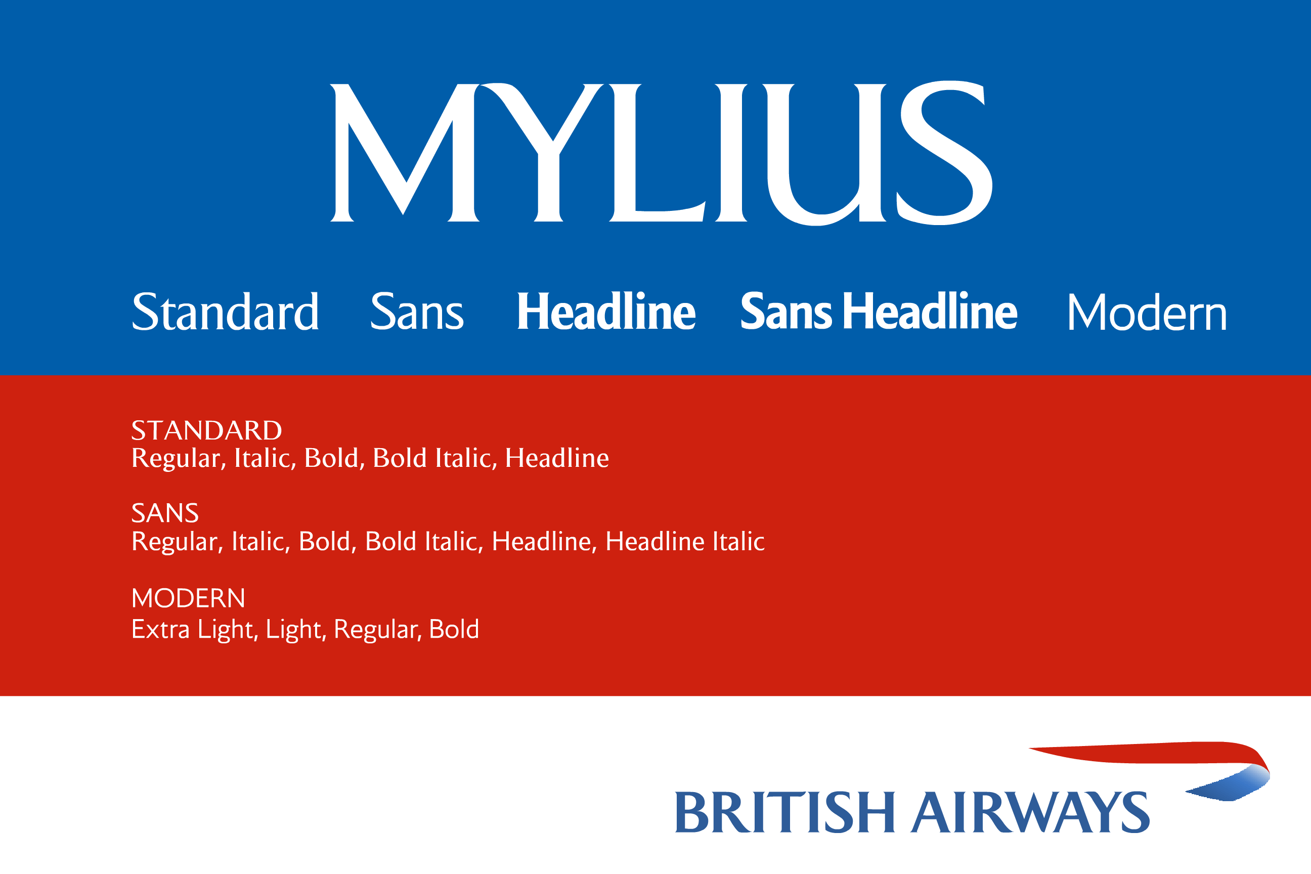Przykładowa czcionka Mylius Sans (British Airways) #1