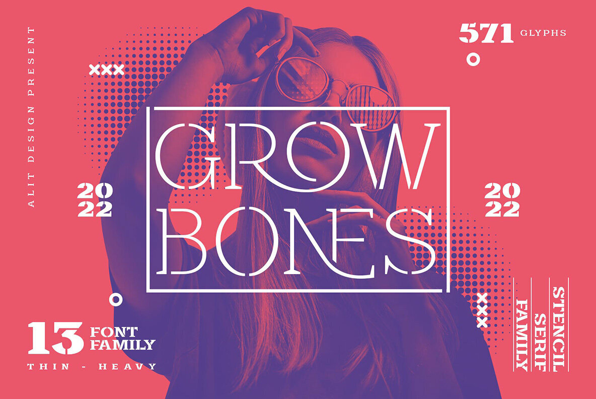 Przykładowa czcionka Grow Bones #1